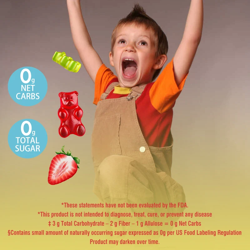 Caramelle gommose vitaminiche per bambini, con vitamine C, D, B6 e zinco, olio di semi di lino Omega 3 ALA, senza errori, 60 caramelle gommose senza zucchero