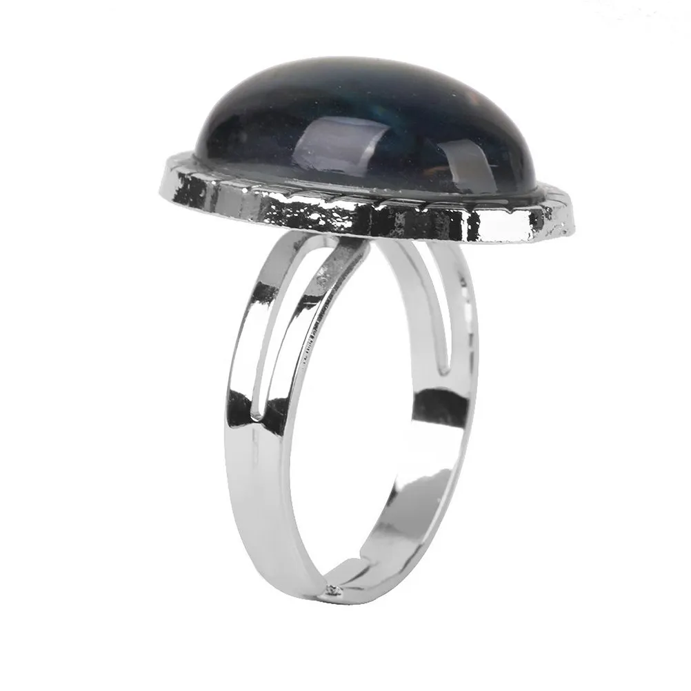Oval Adjustable Color Changing Ring Unisex Alloy Mood Ring for Men Women Sparkling Shimmer Effect Romantic Gift Approx 17Mm
