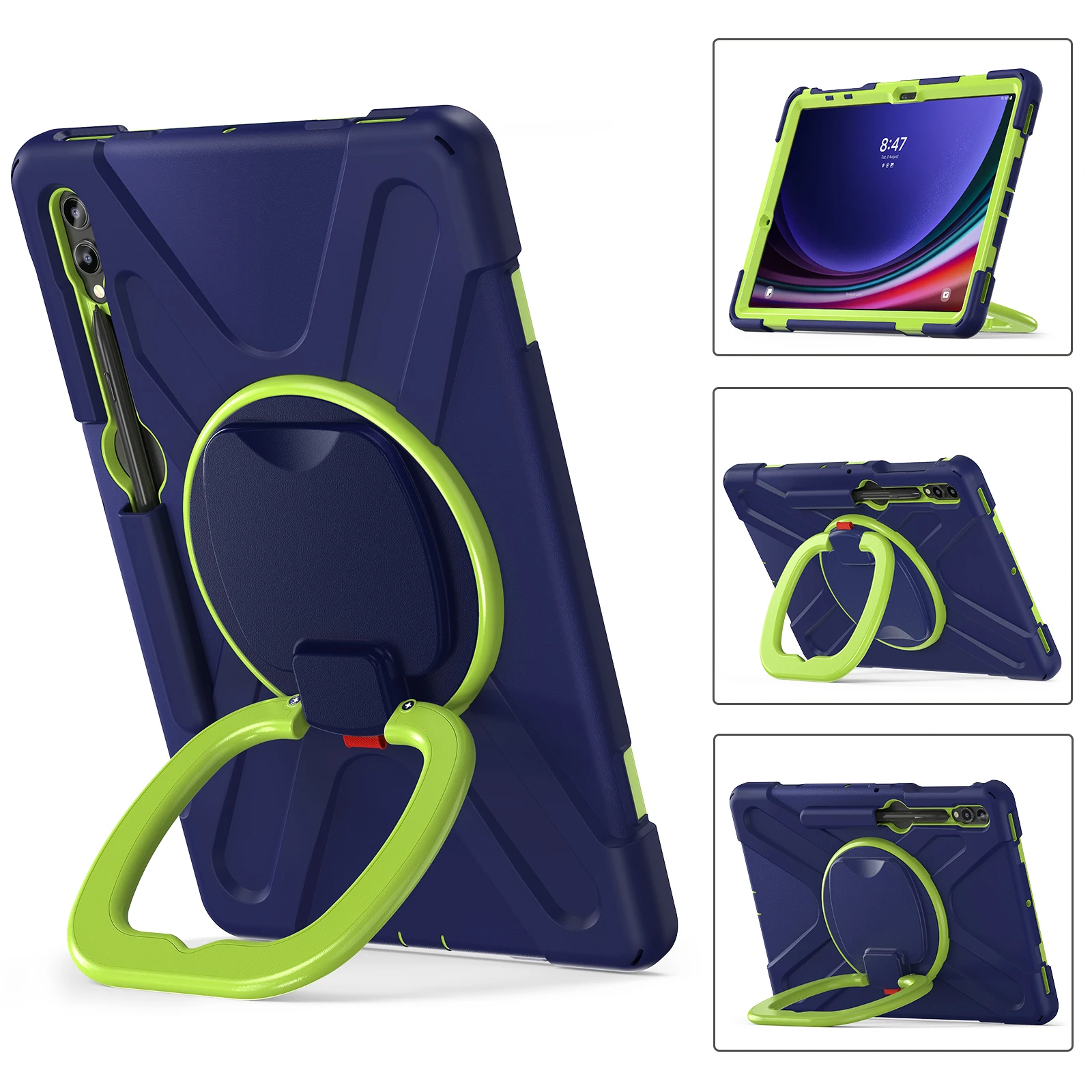 360 Rotation Hand Ring Tablet Cover For Samsung Galaxy Tab S9 FE S8 S9 S7 Plus 12.4 inch Stand Case S7FE S9 FE+ 12.4