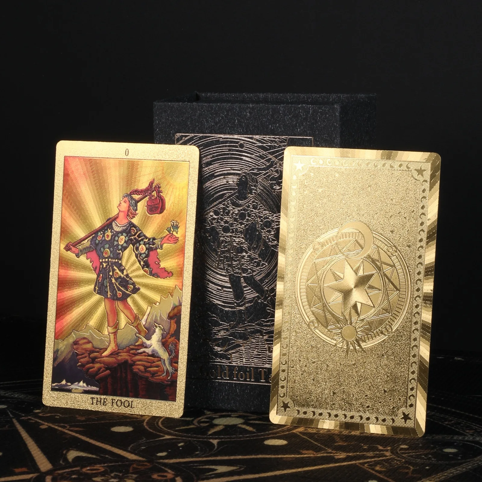 Golden Card Back Gold Foil Tarot Hot Stamping PVC Waterproof and Wear-resistant Board Game Card Divination Gift Set Luxury