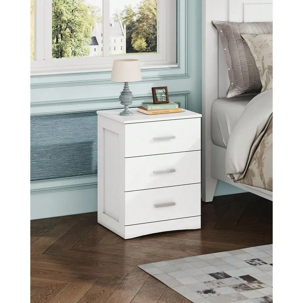 

Stand, Wood Nightstand With 3 Storage Drawers, Bed Side Table For Bedroom, Living Room, Dorm, Modern Minimalist Bedside Table
