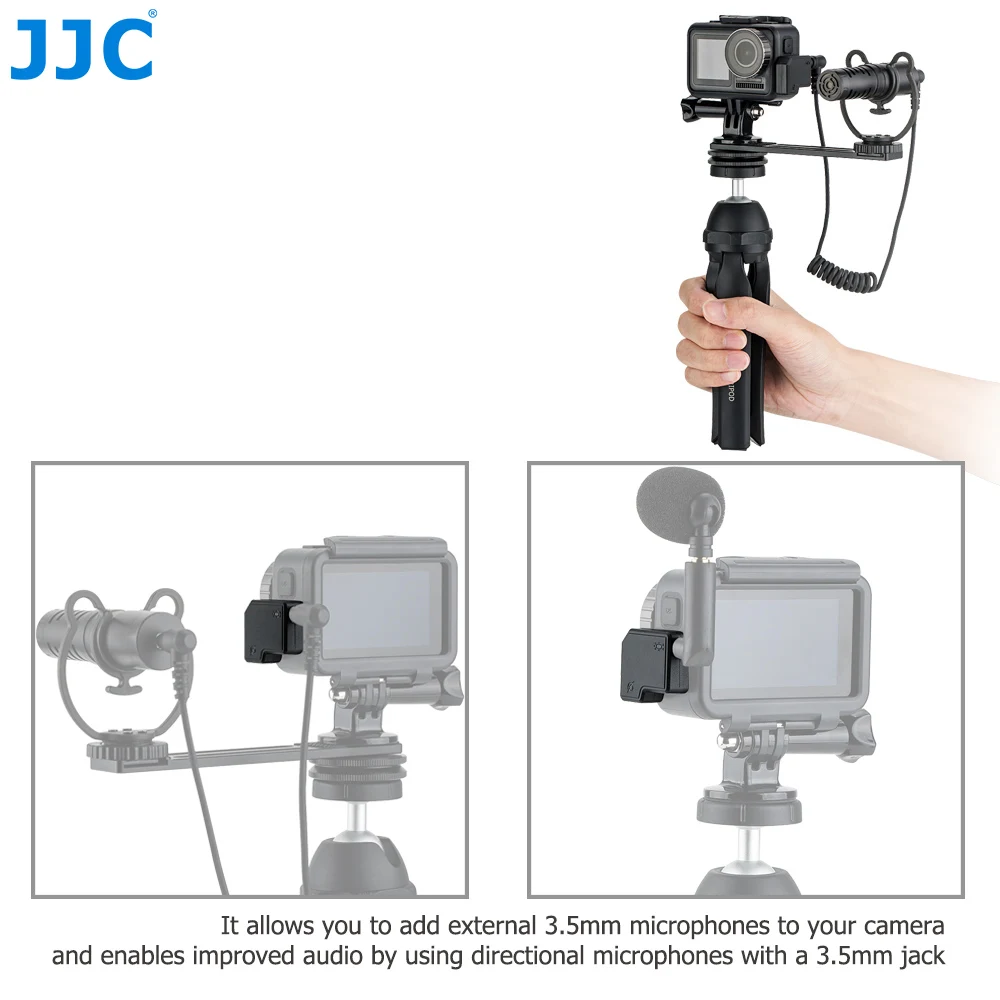 JJC 3.5mm USB-C Microphone Adapter Only for DJI Osmo Action 1 Camera Supporting Battery Charging and Data Transmission