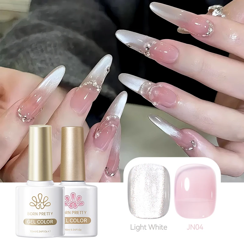 BORN PRETTY 2 Flaschen 10ml Wasserlicht und Rosa Jelly Farbe Katzen-Magnetgel Nagellack Abziehbarer UV-Gel Nagelkunst Lack Maniküre