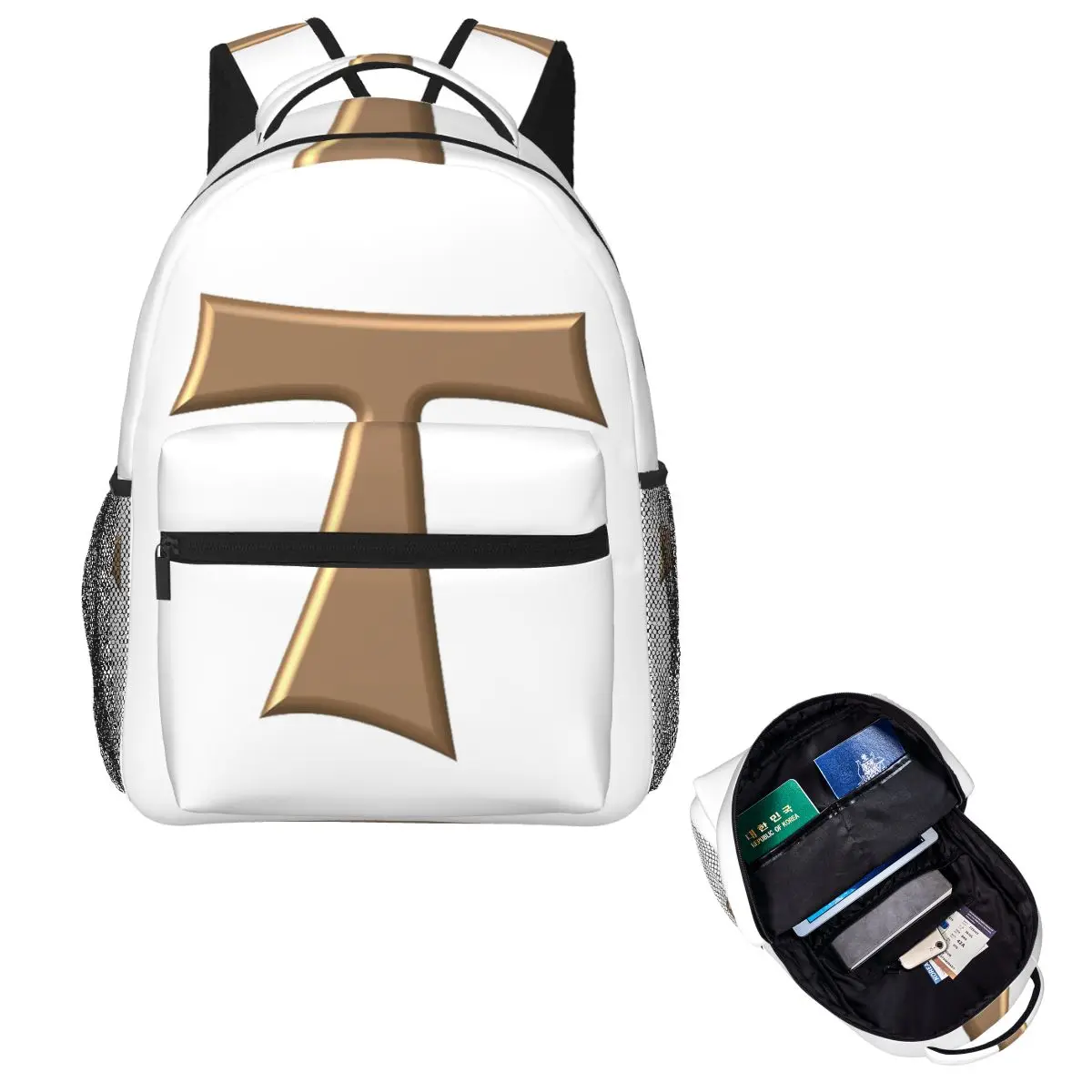 

Copper Look Franciscan Tau Cross Backpack Hot Sale Daypack Large Capacity Boys Girls BookBag School Bag Shoulder Bags for Men