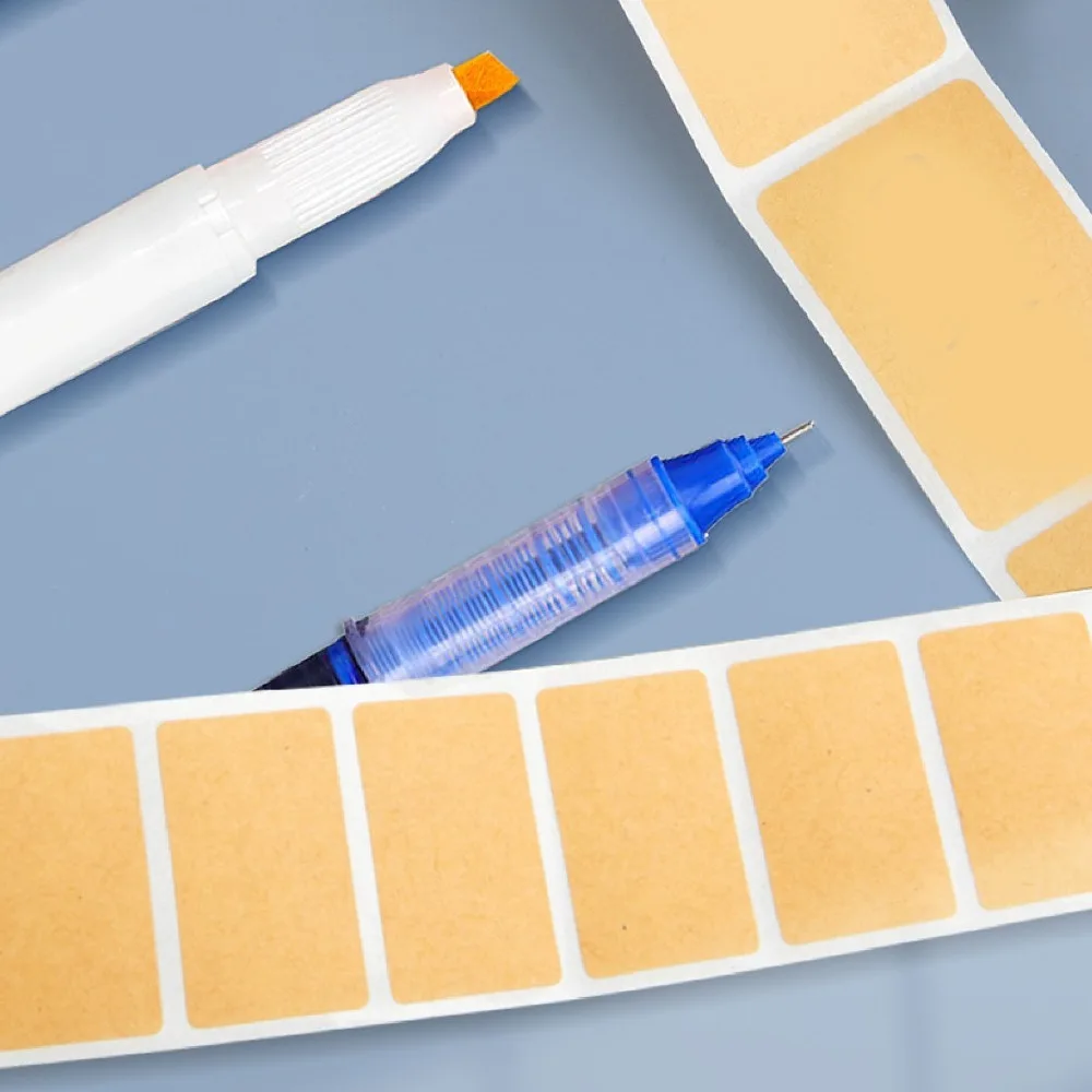 5Pcs Kraft Self Adhesive Stickers Roll Packaging Writable Surface Target Pasters Lightweight Practical Square Labels Crafts