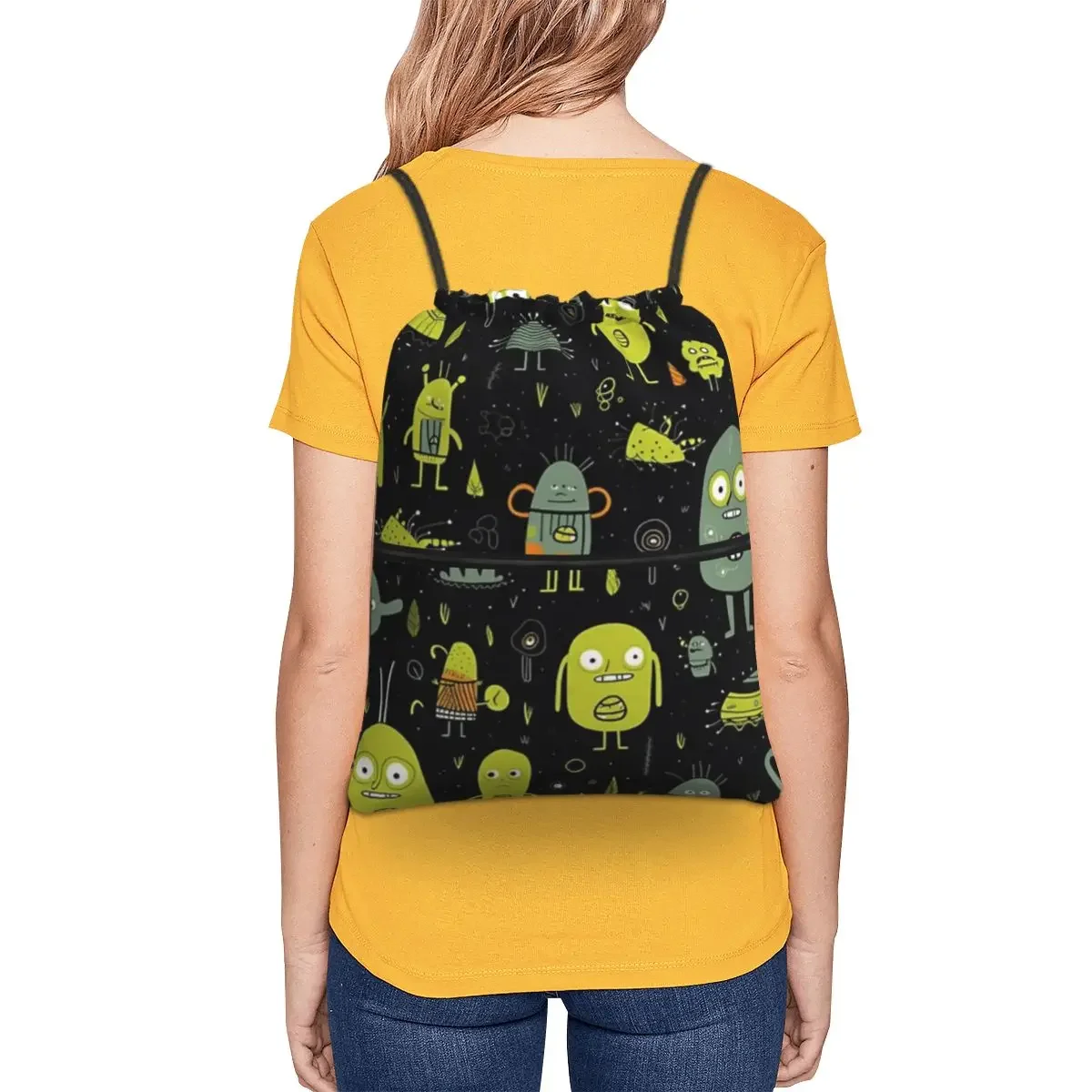 Chartruese Aliens II Portable Backpacks Drawstring Bag Fashion Drawstring Bundle Pocket Sundries Bags For School Students