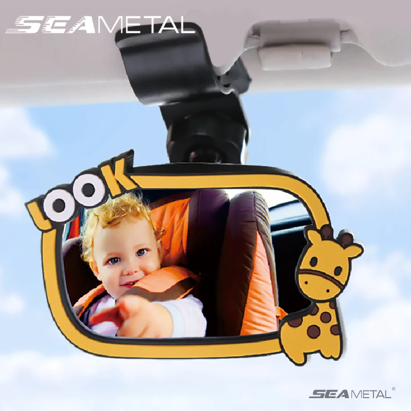 SEAMETAL-espejo retrovisor Interior para bebé, Clip para visera, espejo inverso para coche, vista amplia, asiento trasero, Monitor de observación de seguridad