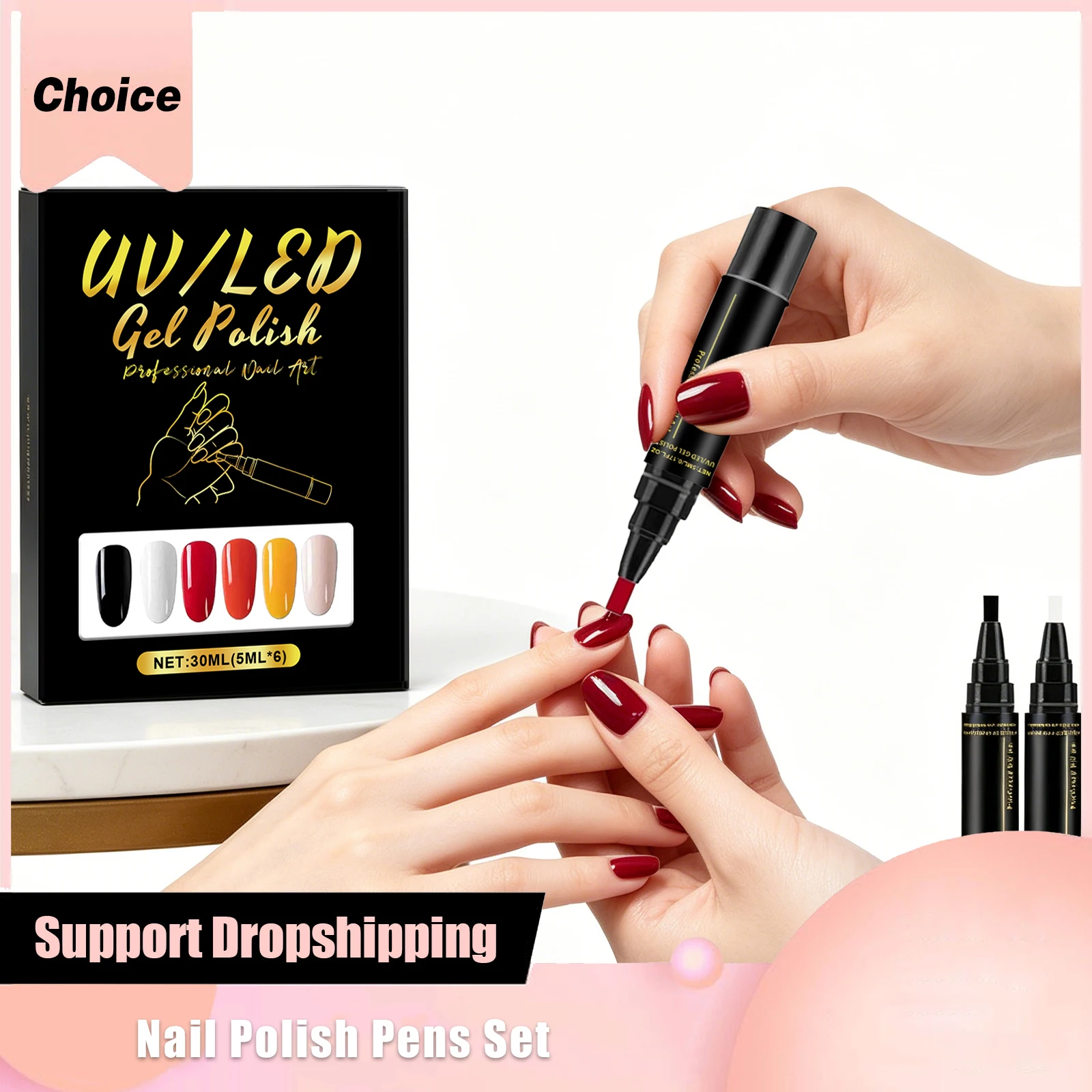 

6 Color DIY Nail Art Pens Quick Drying Waterproof Gloss Easy Draw Design Safe Formula Home Nail Art for Multicolor Nails Oil Pen