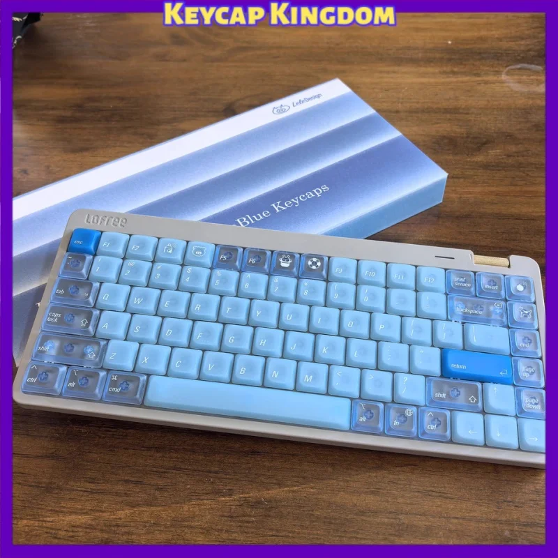 LowSup-Ocean Blue Low Profile Mechanical Keyboard Keycap Frosted Transparent Custom Blue Keycap Gaming Keyboard Accessories Gift