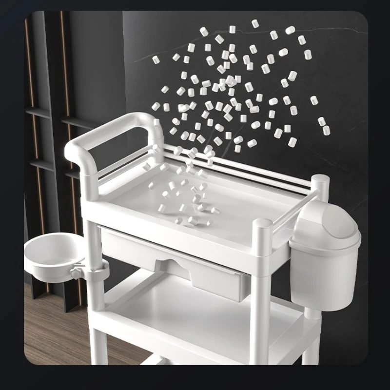 Mobile Beauty Salon Trolley High Grade Plastic Metal Instrument Tool Cart Cosmetic Surgery Rolling Storage Organizer Rack