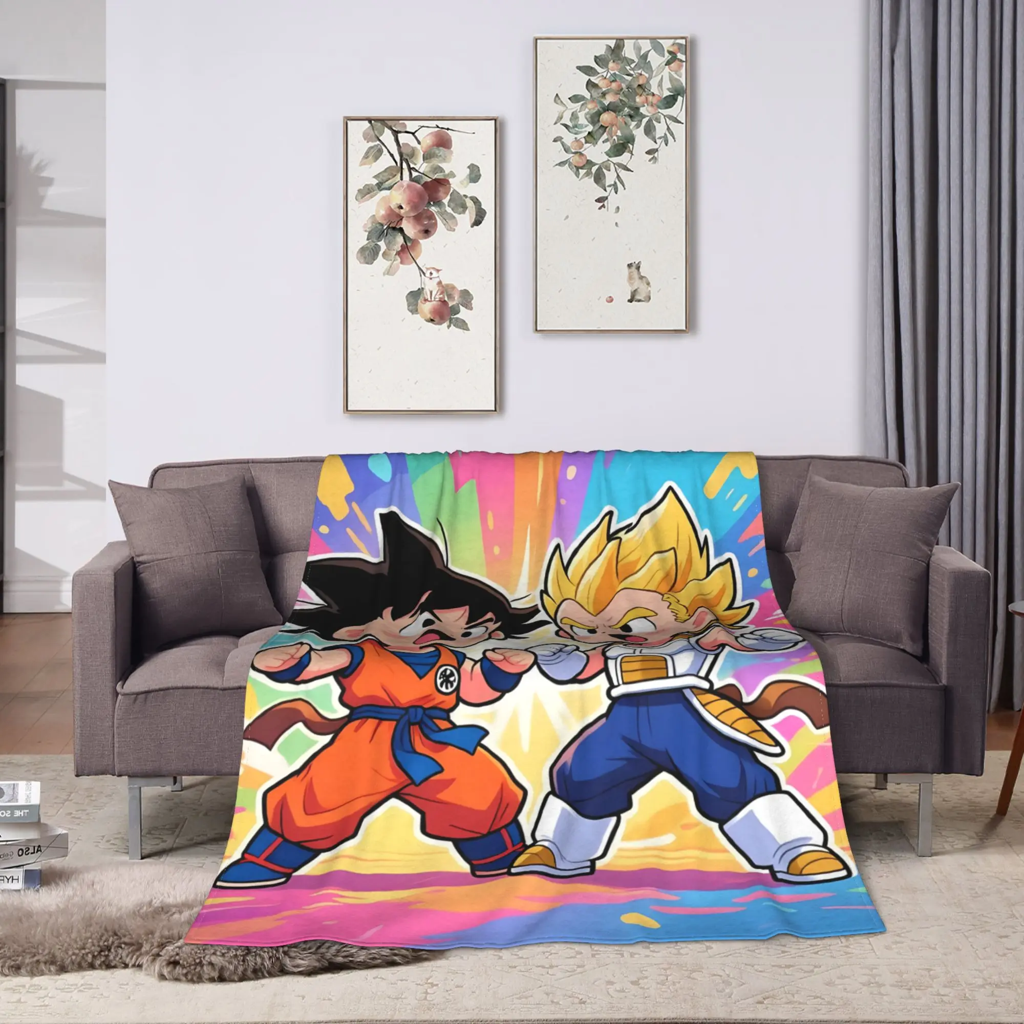 Goku & Goten D-Dragon B-Ball Plush Blanket Kids Flannel Throw Blanket For Couch Chair Soft Design Quality Bedspread Gift Idea