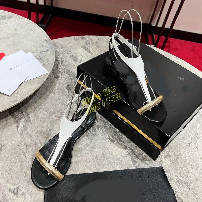 T حزام الصنادل المسطحة الكاحل مشبك حزام جولة تو الجلود 2024 الوافدين الجدد الصيف رائجة البيع نوعية ممتازة الأحذية المصنوعة يدويا #3