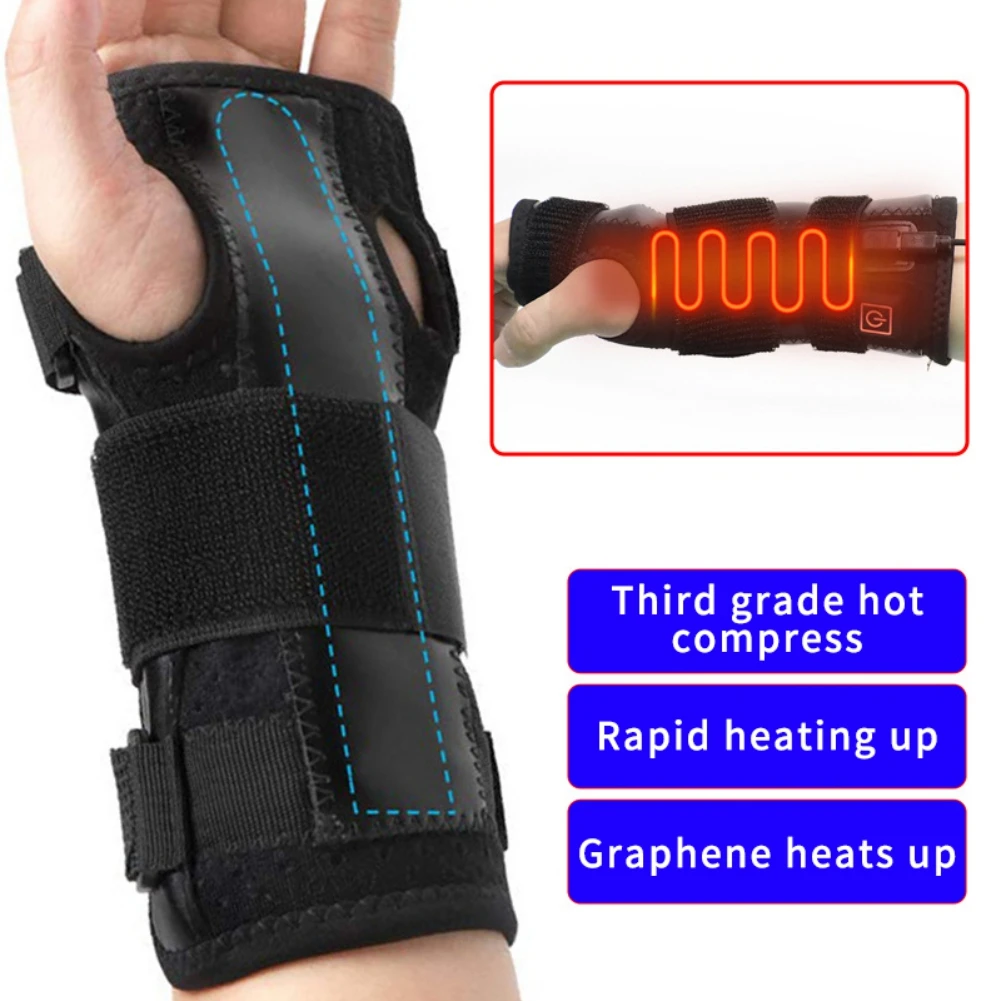 USB Charging Heating Wrist Supports for Men Women Pain Relife Warm Electric Heated Wrist Protection for Fitness Workout Recovery