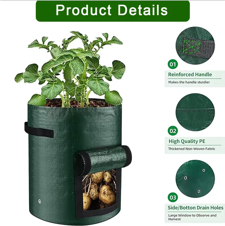 Potato Grow Bag with View Window, 1 Pack for Home Garden, Easy to Use PE Planter for Vegetable/Flower Gardening Gifts