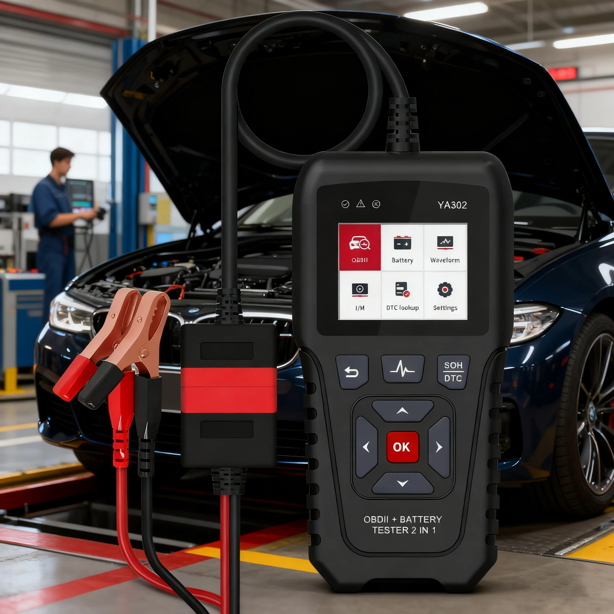 

OBDII 2 IN 1 YA302 Car Battery Tester Code Reader OBD2 100-2000 CCA Scanner 6V 12V 24V Charging Battery Tester Diagnostic Tools