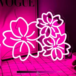 Cherry Flower Neon Sign LED Neon Light Sign Dimmable USB Powered for Beautiful Door Home Wall Drawing Room Decor Birthday Gifts