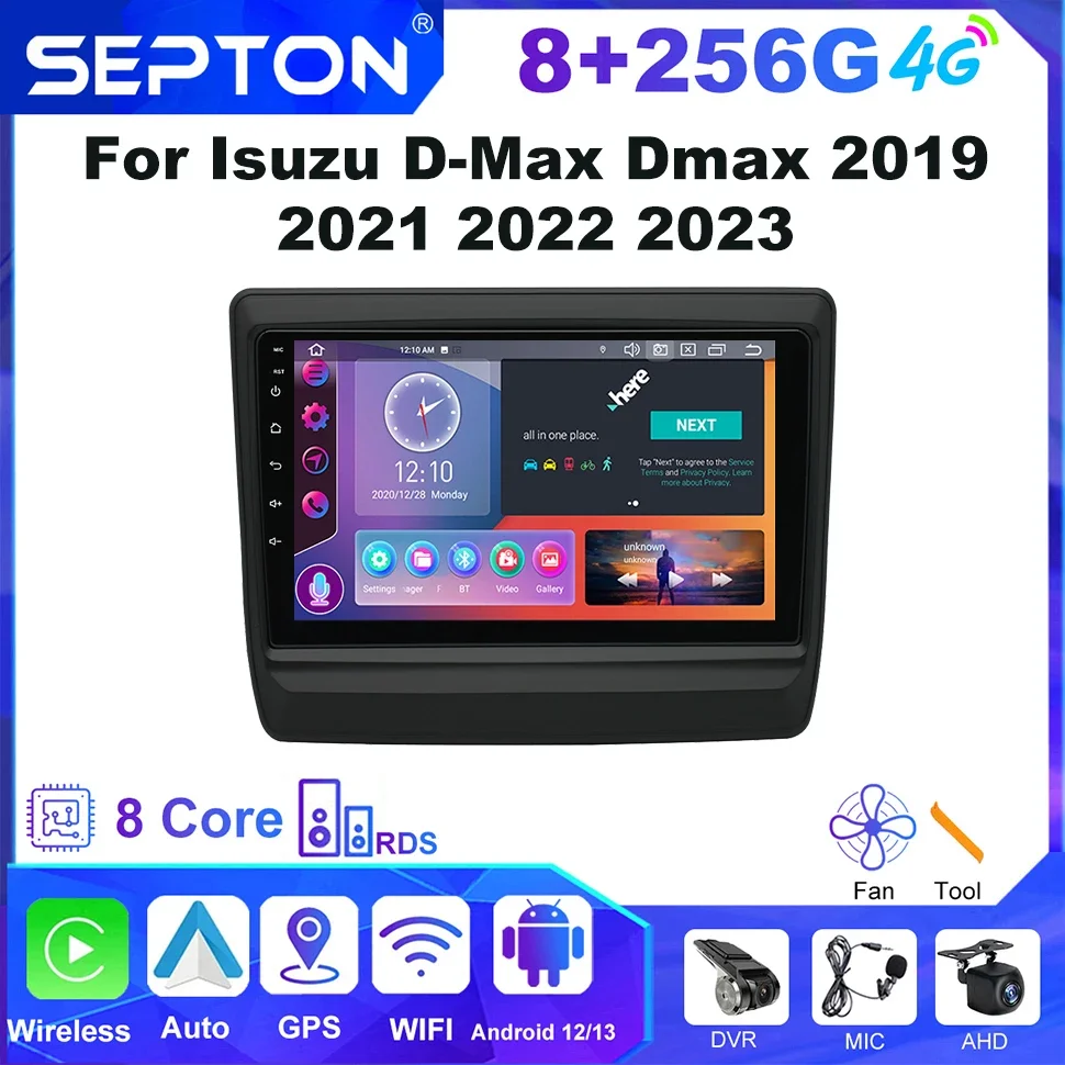 

SEPTON Car Stereo Radio Audio For Isuzu D-Max Dmax 2019 2021 2022 2023 Car Autoradio Multimedia Android12 Player 4G WIFI 8+128G