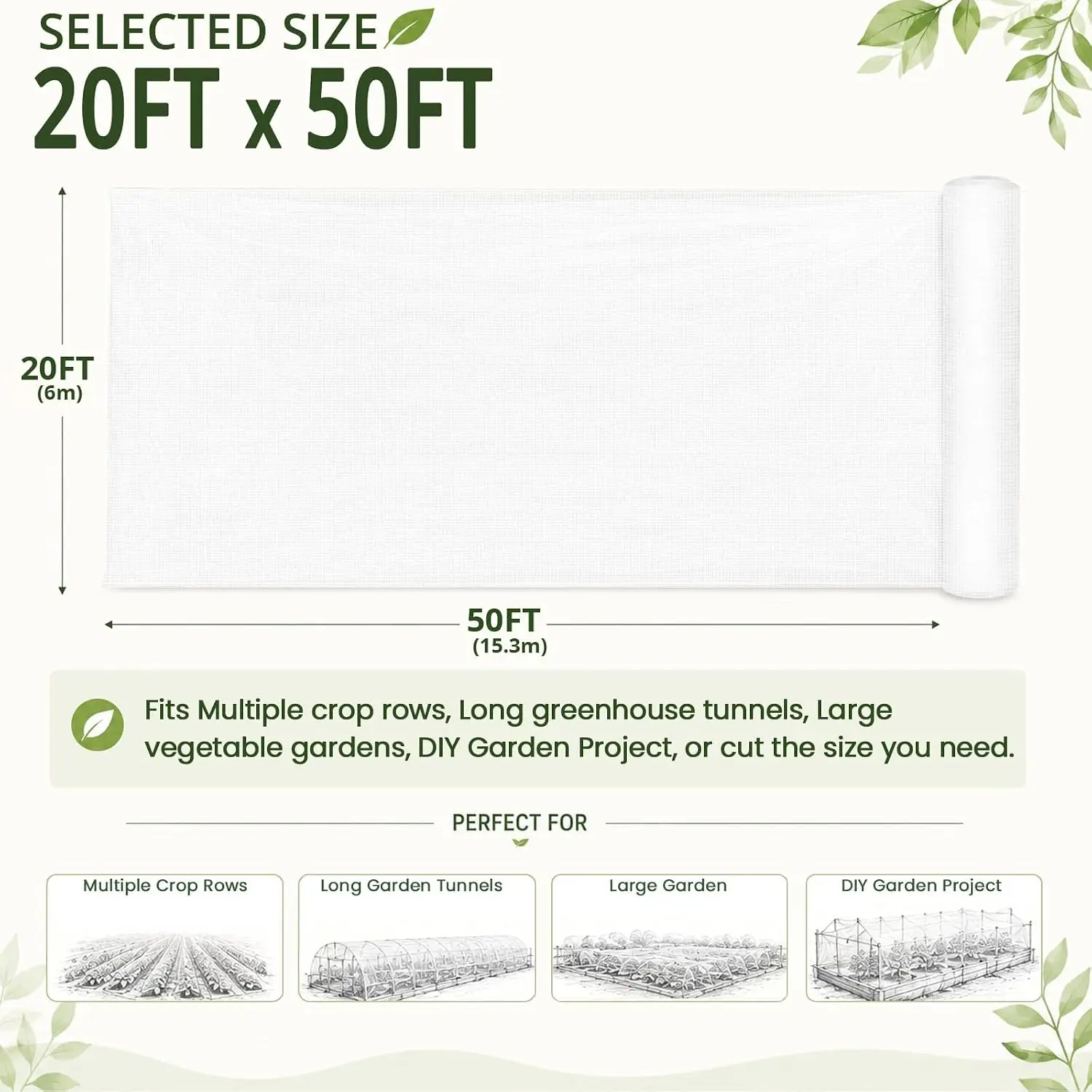 20x50Ft Garden Netting, Fine Mesh Insect Netting for Plant Protection | Mosquito Bug Bird Barrier Mesh Cover Insect Barrier for Raised Beds, Greenhouses Vegetables Fruits Flowers Raised Bed