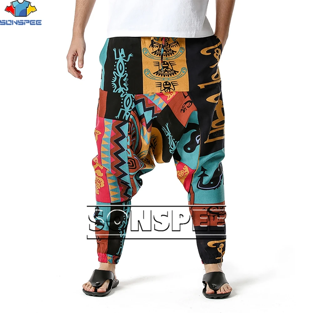 SONSPEE 2022 New Men\'s Folk CultureHarem Yoga Loose Pants Suspender Sport Trousers Streetwear Dance Hip Hop Sweatpants Clothing