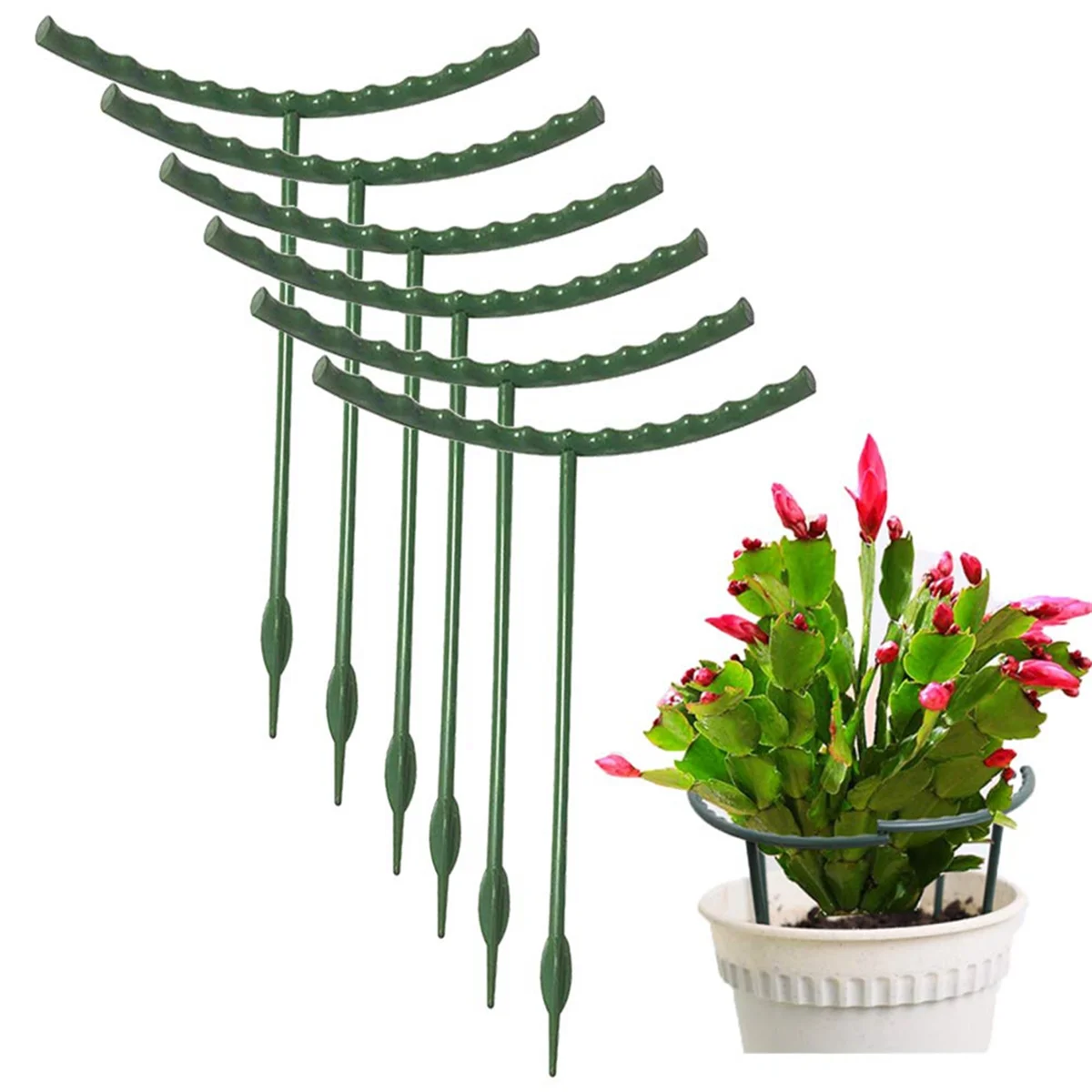 10 Pack Plant Support Plant Stakes, Plastic Half Round Plant Support Ring Plastic Plant Cage Holder Flower Pot Climbing