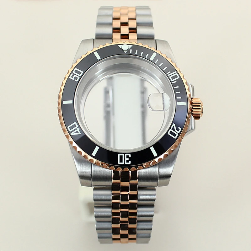 

40mm Silver Rose Gold Case For NH35 NH36 NH34 NH38 4R Miyota8215 ETA2824 200M Waterproof Watch Case Jubilee Strap Sapphire Glass