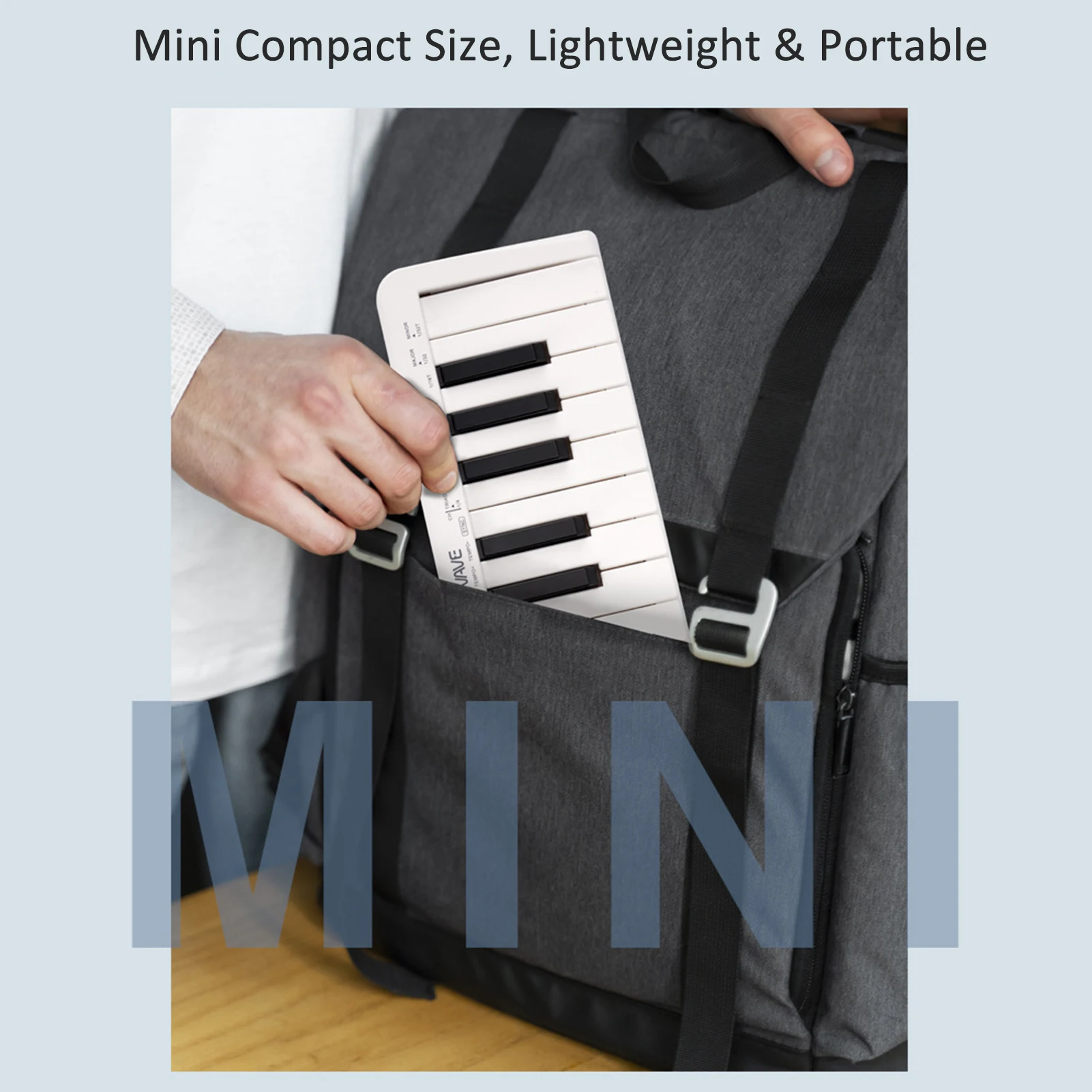 summina SMK-25 MIDI toetsenbord met 25 toetsen, oplaadbaar, USB-toetsenbord, draagbaar, MIDI-controller met 25 snelheidsgevoelige toetsen, 1 knop