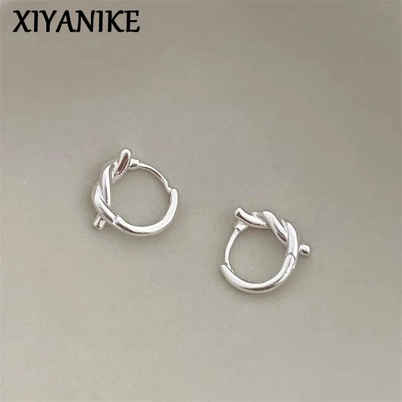 

XIYANIKE Silver Color Knotted Hoop Earrings For Women Girl Fashion New Jewelry Accessories Lady Gift Party серьги женские