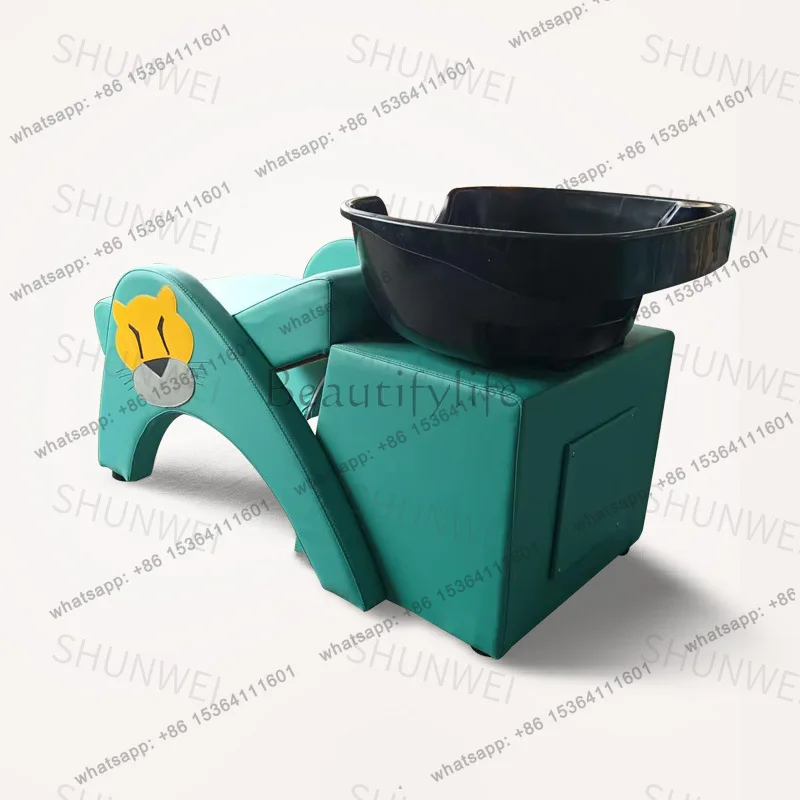 Factory Direct Sales Ceramic Basin Hair Salon Shampoo Lounge Chair Flush Bed Barber Shop Reclining Comfortable