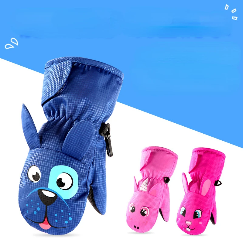 

kids ski gloves plus velvet winter snow warm gloves boy girl riding windproof waterproof thickened mittens to keep fingers warm