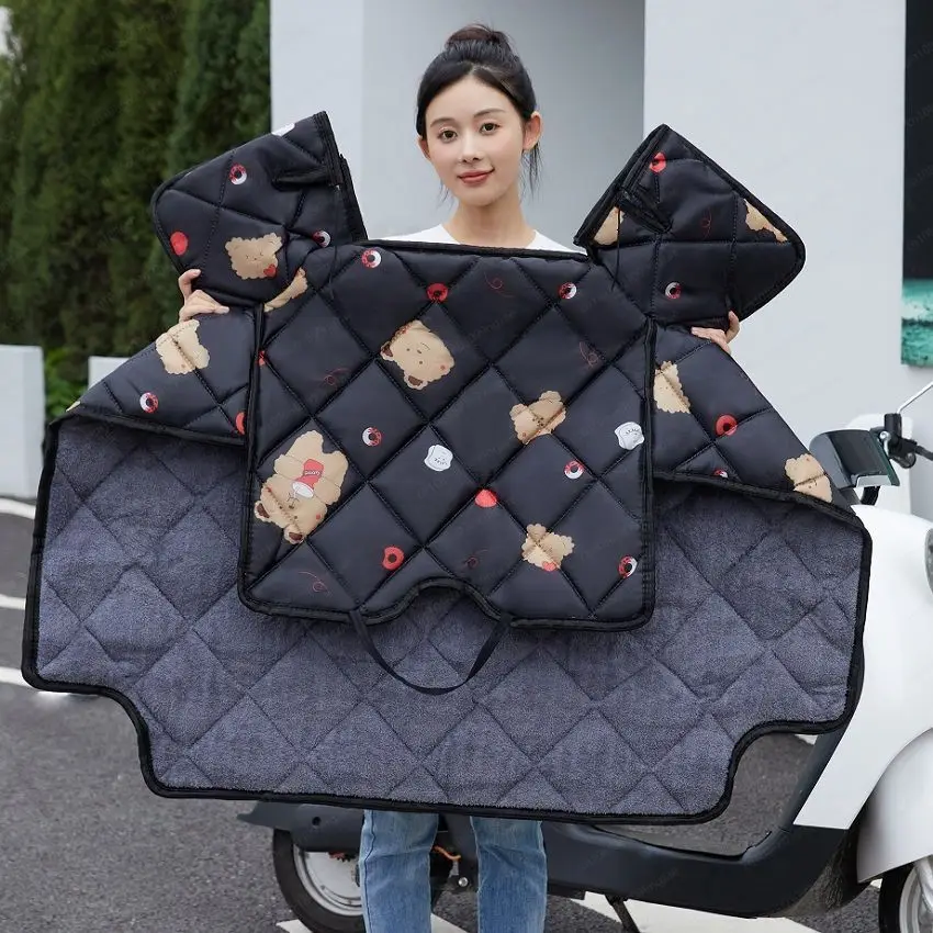 Fleece Thickened Motorcycle Windshield Side Pocket Type Battery Car Windscreen