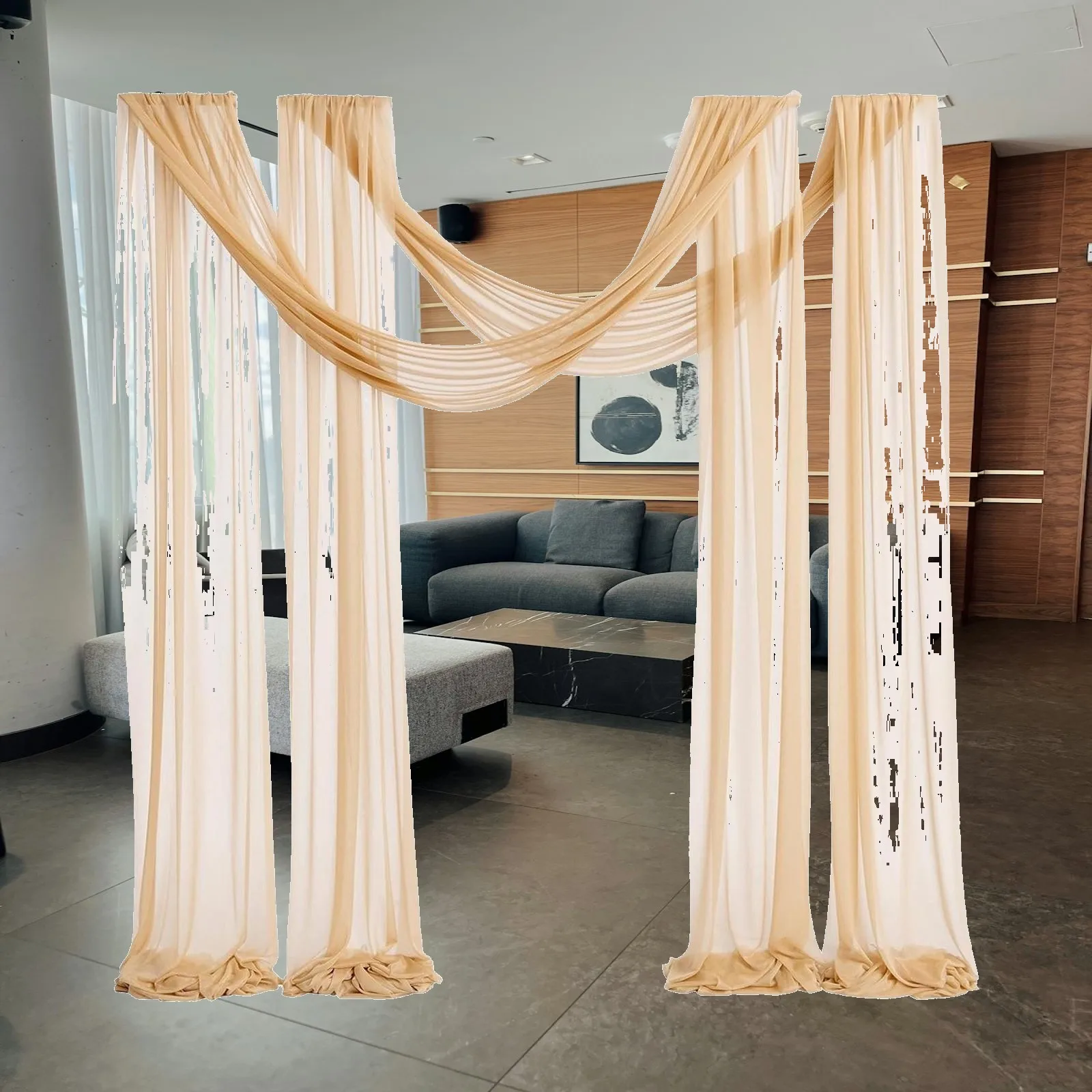 Wedding Arch Drape Table Runner Wedding Backdrop Tablecloth Panel Desktop Arbor Drapery for Restaurant Baby Shower Home Event