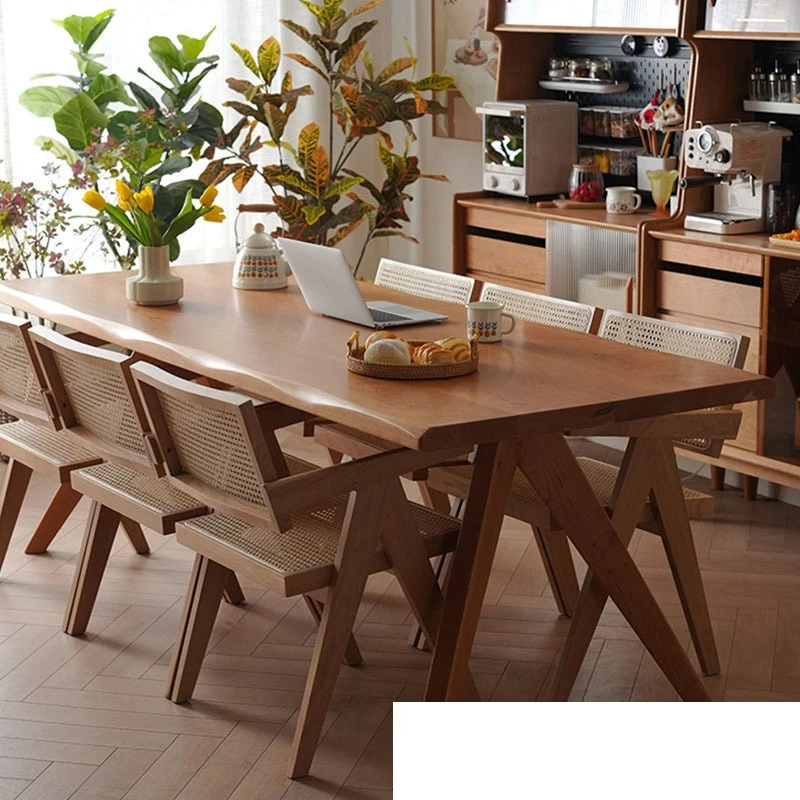 

Nordic solid wood dining table apartment restaurant long large board table multi-person party dining table