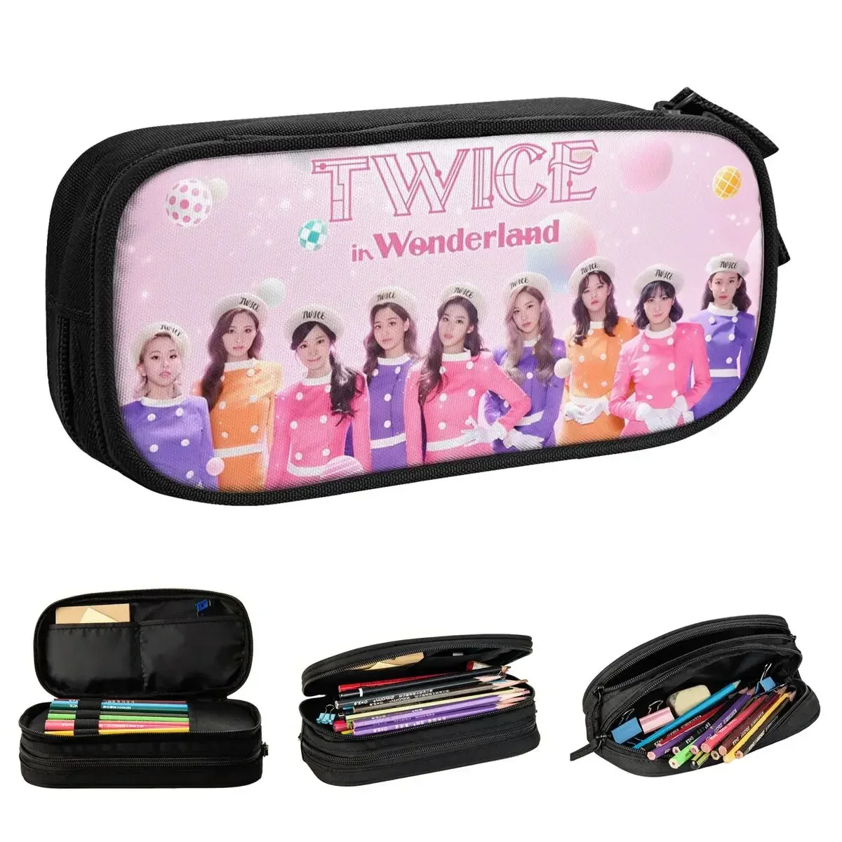 

K-POP-TWICE Idol Pattern Pencil Case Fashion Pen Box Bags Girl Boy Big Capacity School Supplies Gifts Pencil Box