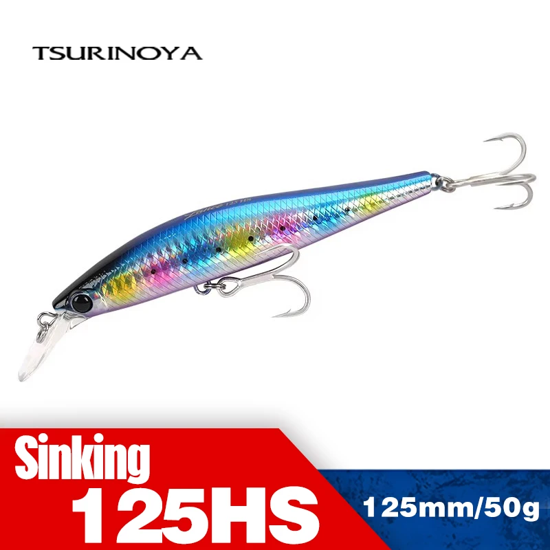 

TSURINOYA Heavy Minnow LANCE 125HS 50g Fishing Lure Sinking Minnow Boat Sea Fishing Bass SW Game Hard Bait High Strength Wobbler