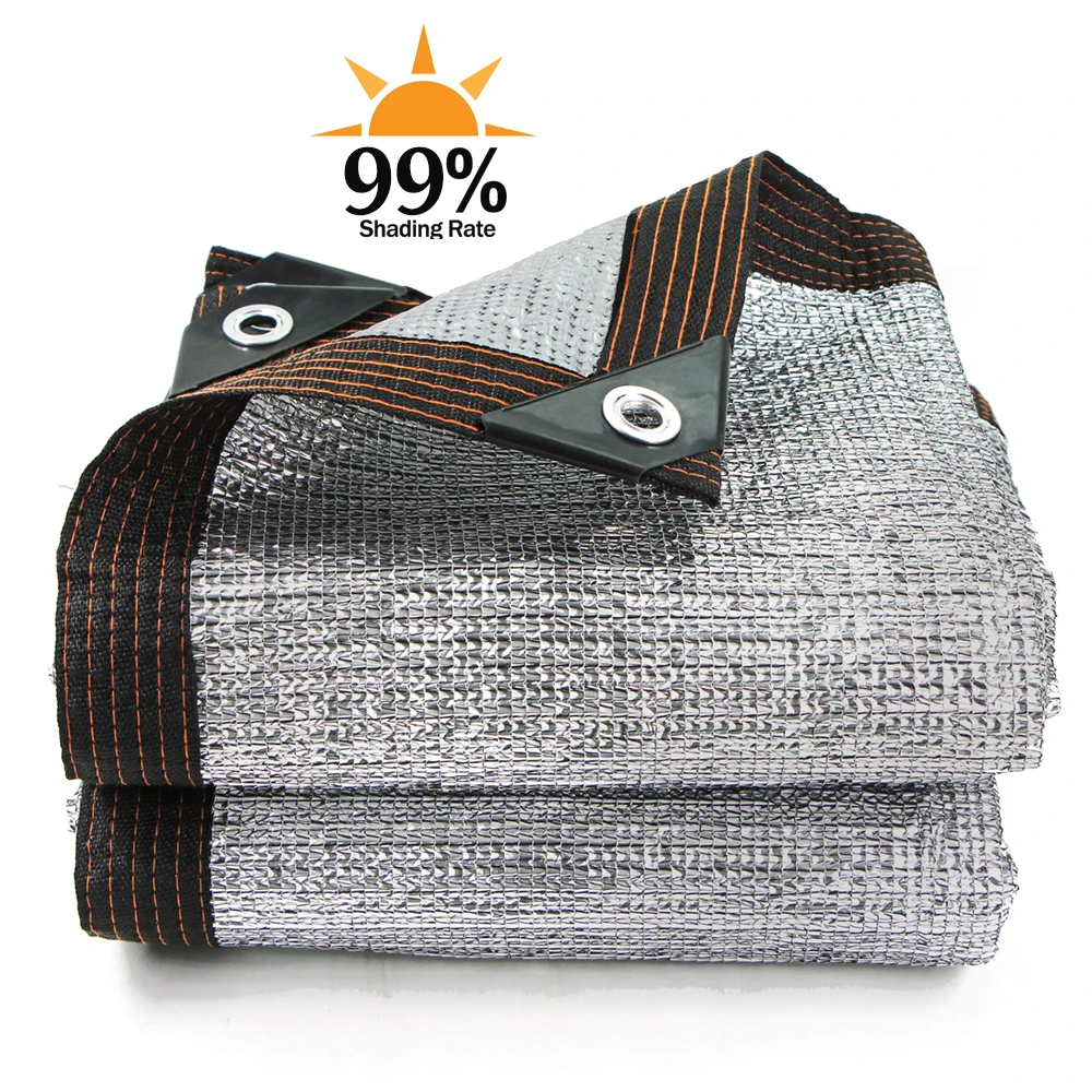 Anti-UV 99% Aluminum Foil Sun Shade Net Garden Shade Cloth Sunblock Privacy Mesh Netting Building Shelter Gazebo Pergola Balcony