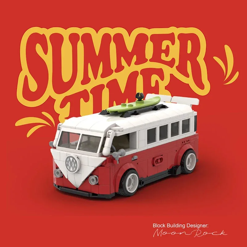 

PB8807 T1 Camper Van 8 Grid Stud Vehicle Model 456pcs Small Building Block Military Truck Toys For Kids Collectors Holiday Gift
