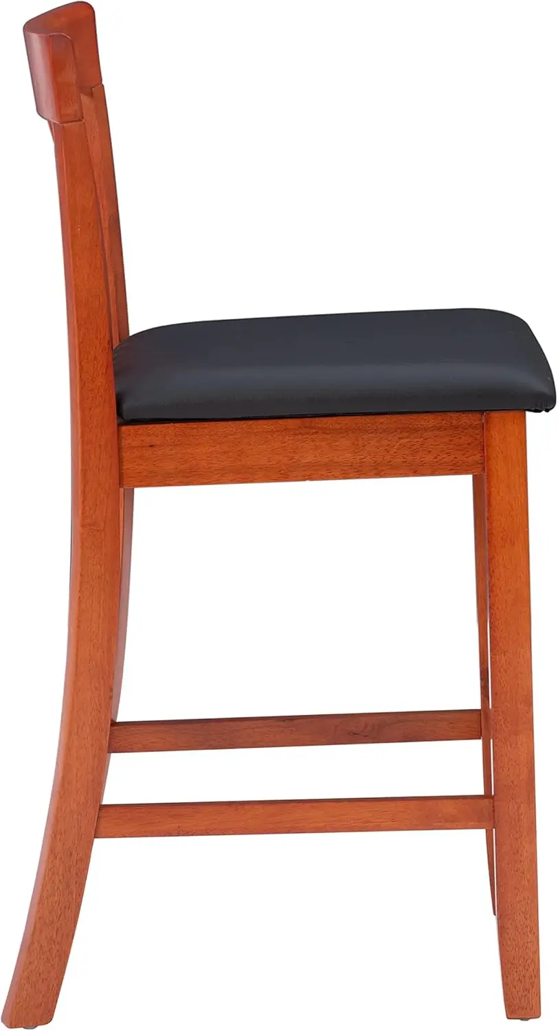 Triena Red Cherry Wood Black Vinyl Padded Seat - 24 inch