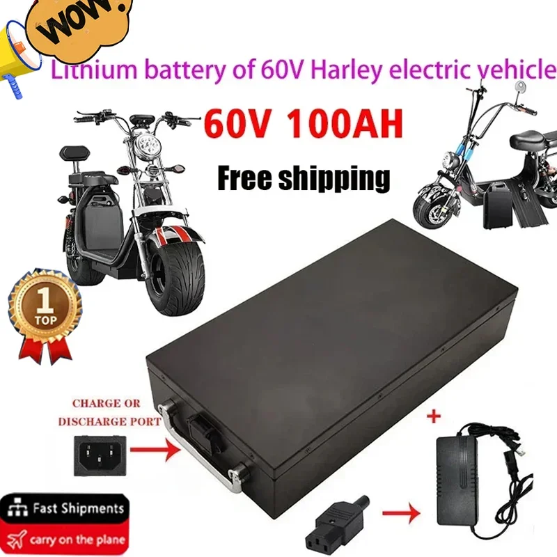 Bestselling 60V 20ah-100ah Electric Scooter for 250W~1500W Motorcycle/tricycle/bicycle Waterproof Lithium Battery+67.2V Charger