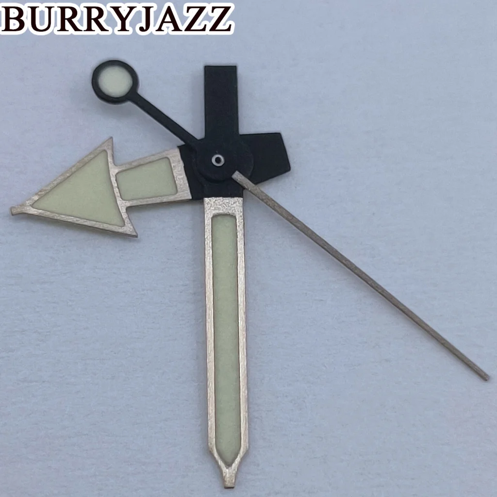 BURRYJAZZ NH35 NH36 NH38 7S26 7S36 4R35 4R36 Watch Hands Black Silver Hands Green Luminous