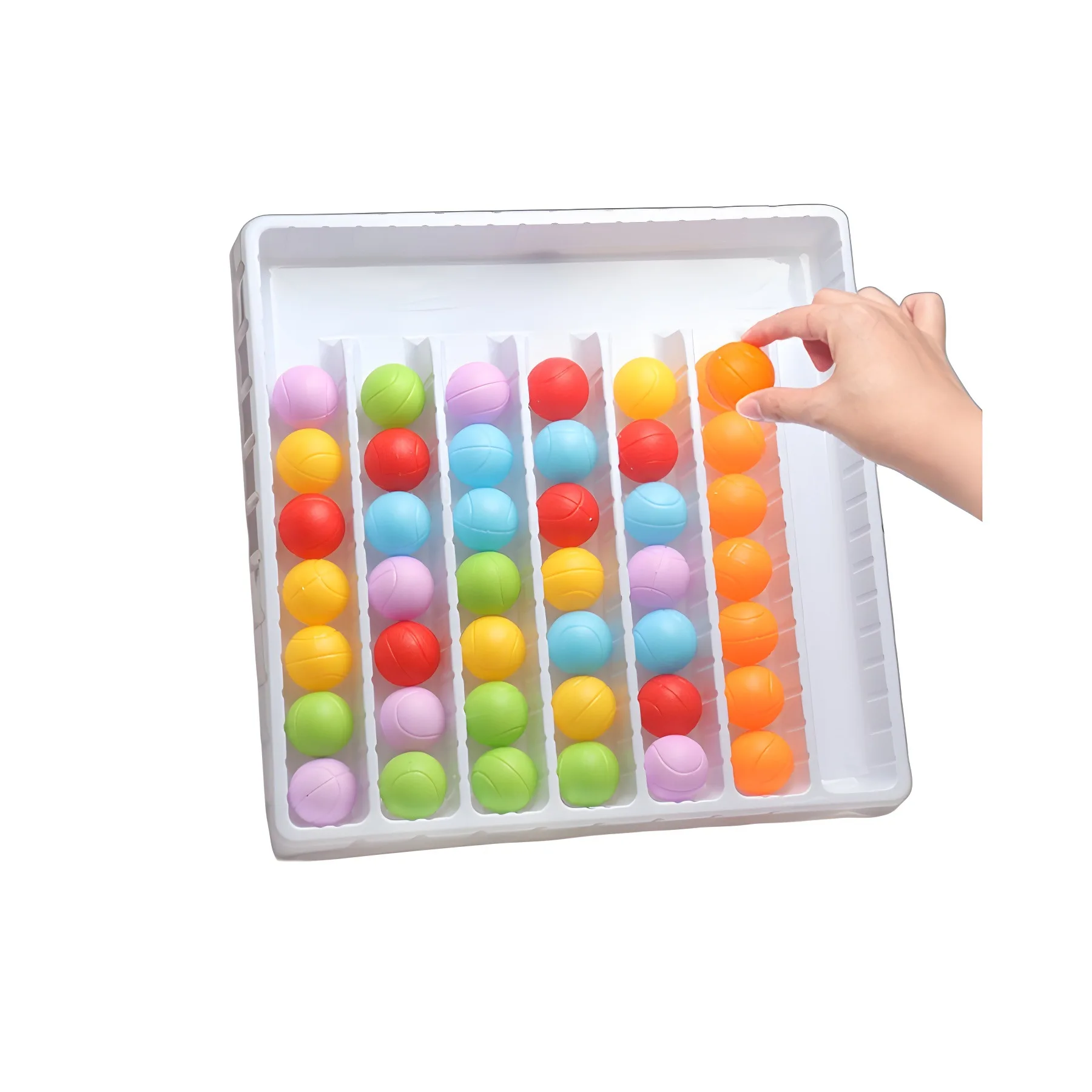 Color Sorting Ball Toy Sensory Game Rainbow Balls Board Game Color Sorting Counting Interactive Puzzle for Kids Christmas Gifts