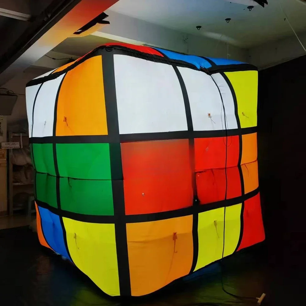 Hot sales Customized Inflatable Rubiks Cube Rubik's Cube with LED lighting for advertising