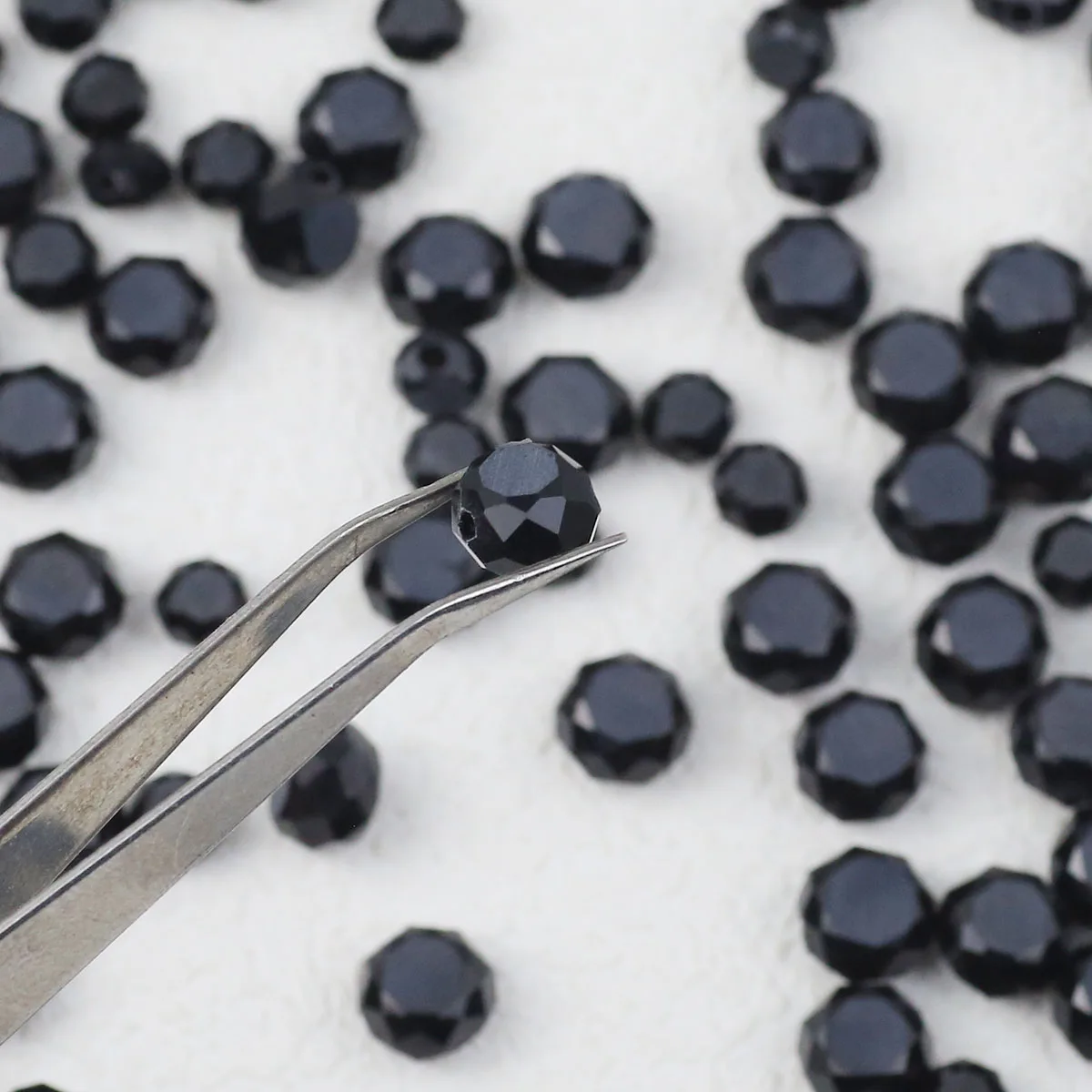 50pcs Faceted Flat Round Black Austrian Crystal Bead bakery Glass Loose Spacer Beads for Jewelry Making Bracelet Necklace DIY