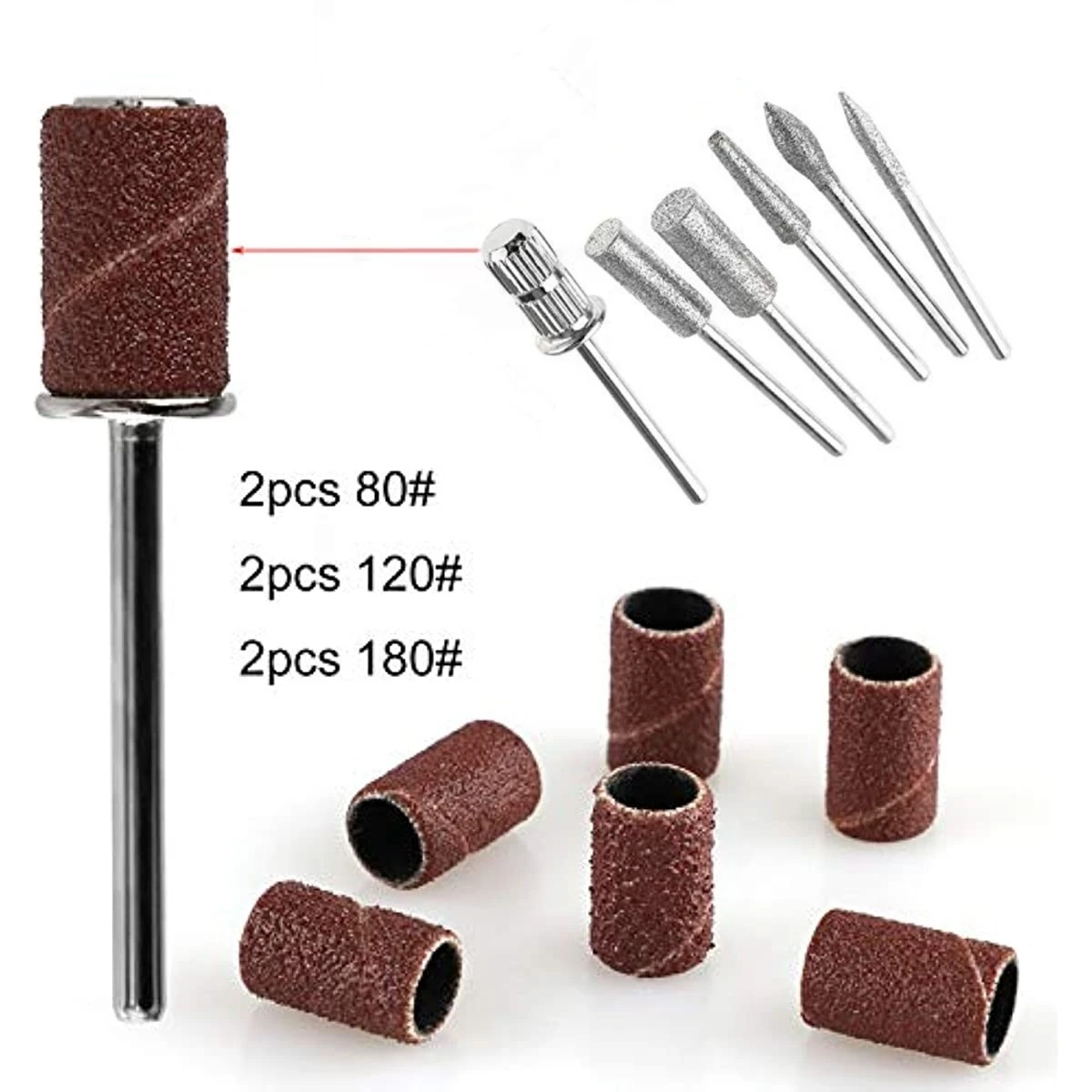 Nagelboorset 6-delige frees Polijsten en verwijderen van accessoires als dode huid Gereedschap Nail Art Pedicure Manicure Gereedschap