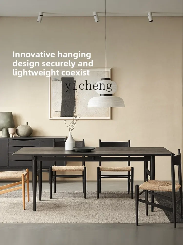 Dining Table Nordic Solid Wood Retro Modern Simple Black Household Rectangular Dining TableD18