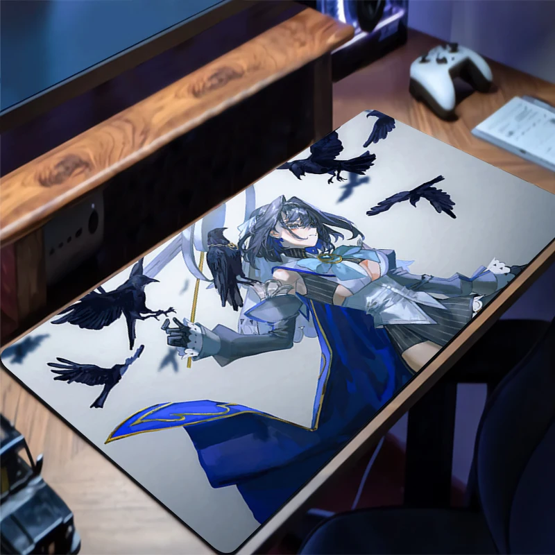 Mousepad Large Hololive Ouro Kronii Gaming Keyboard Gamer Mouse Pad on The Table Desk Mat coaster PC carpet HD Anime Mouse Mats