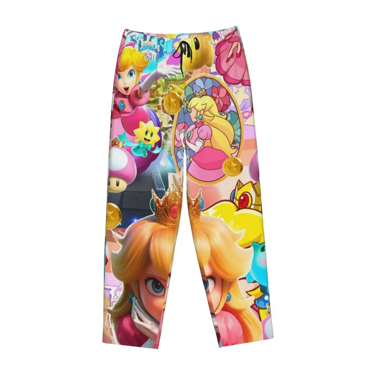 Custom Girls Peach Princess Print Women Pajama Pants Lounge Sleep Sleepwear Bottoms with Pockets
