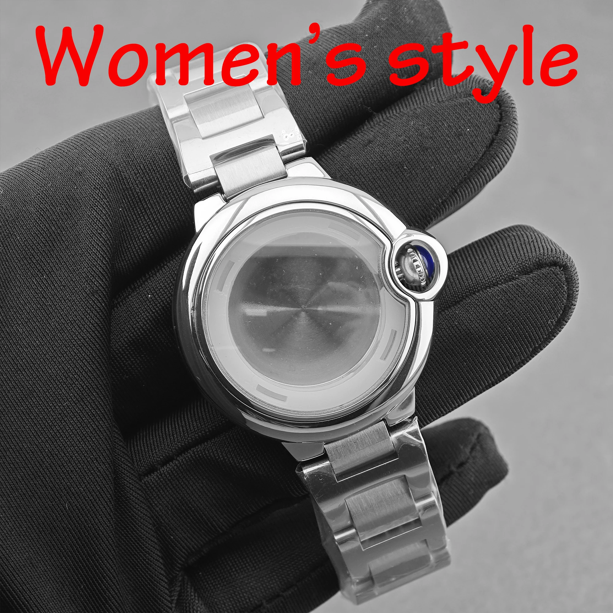 مجموعة علبة ساعة على شكل زوجين مقاسات 42 مم/32.8 مم مادة من الفولاذ المقاوم للصدأ مناسبة لحركات ميوتا 8215 / ST6 مشبك على شكل فراشة