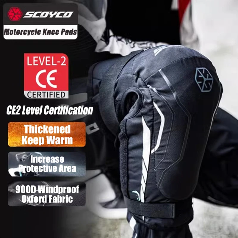 SCOYCO Motorcycle Knee Pads Protective Gear Winter Waterproof Windproof Kneepad Motorbike Keep Warm CE2 Anti-fall Knee Protector