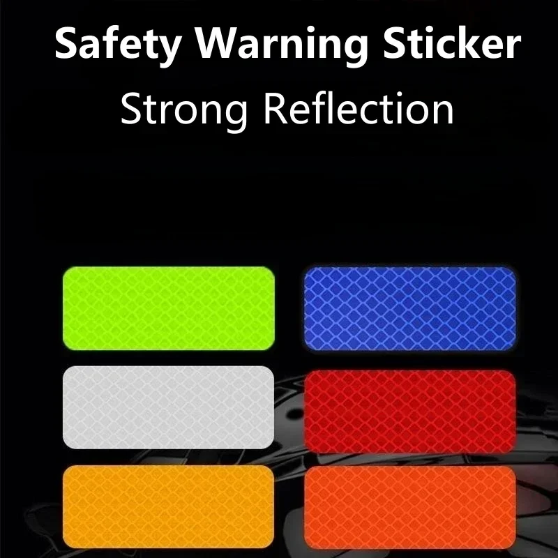 10PCS Car Bumper Reflective Stickers Reflective Warning Strip Tape Secure Reflector Stickers Decals Exterior Motorcycle Sticker