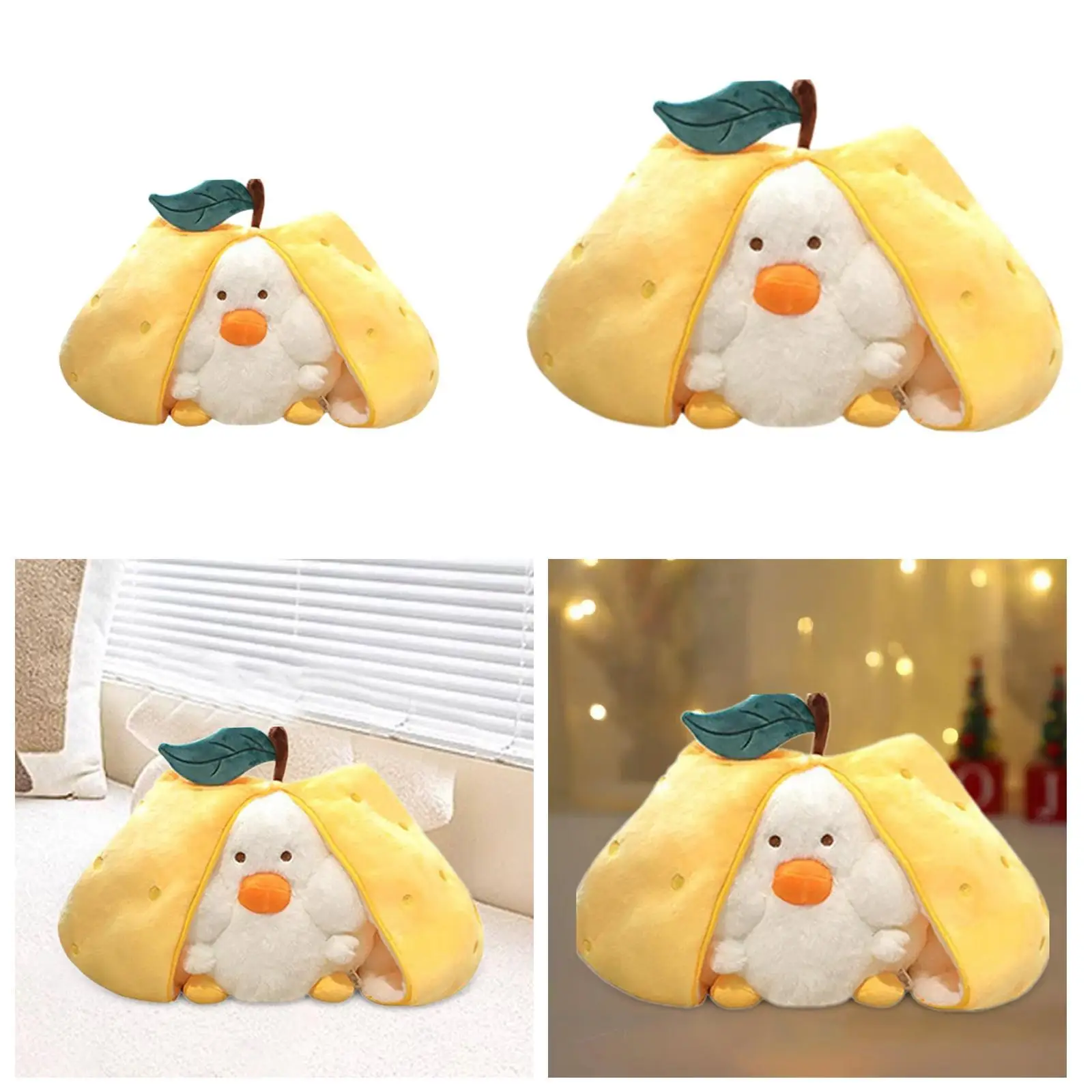 Pear Duck Stuffed Animal Huggable Home Decoration Comfortable Plush Cushion with Zipper for Adults Family Kids Gifts Boys Girls